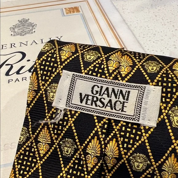 Versace Gianni black & gold Medusa Tie Silk